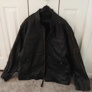 Black Rivet Antique Leather Cycle Jacket
